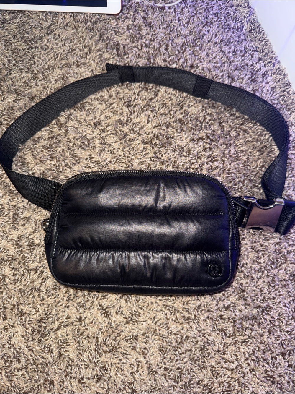 Black Quilted Crossbody Belt Bag - Unbranded